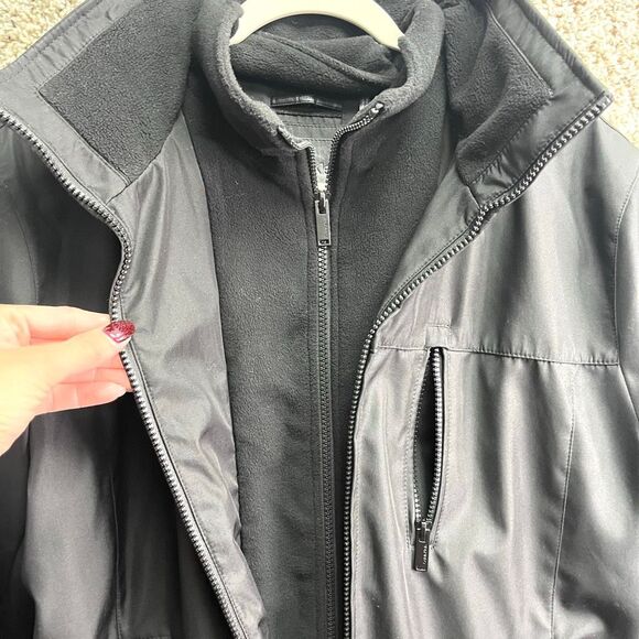 Calvin Klein Coat Men’s M Black Weather Resistant Double Zip Up w/Removable Hood - Picture 4 of 8